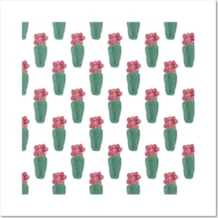 Watercolor Cactus Neck Gator Red Cactus Flower Posters and Art